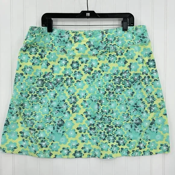Title Nine Skirt Womens XL Diamalete Green Mint Floral Zip Pockets Golf EUC - Picture 3 of 8
